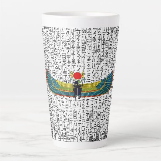 古代エジプトの翼のあるスカーラブマウスパッドコーヒームー カフェラテマグ (正面)