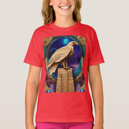 古代エジプトの翼 – リアルな漫画油パイ Tシャツ (正面)