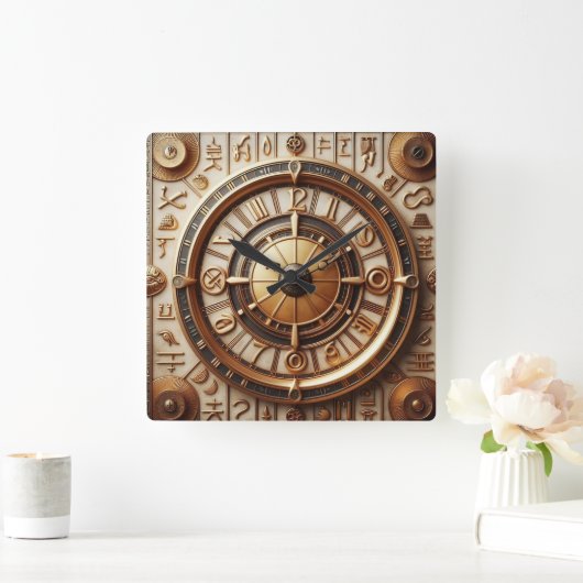 古代エジプトの背景アート06 スクエア壁時計 (ホーム)