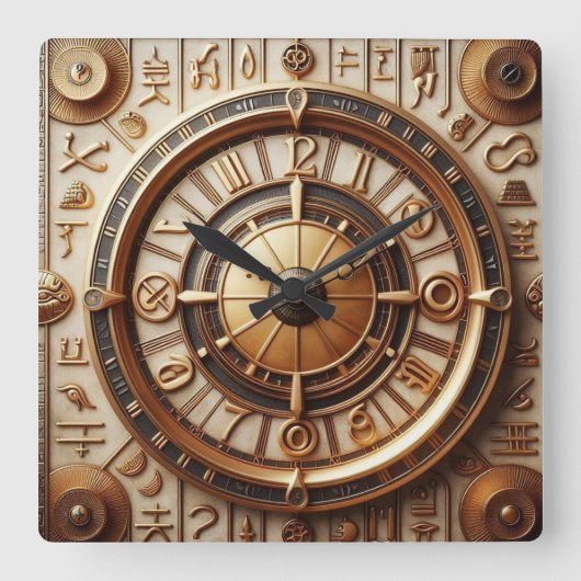 古代エジプトの背景アート06 スクエア壁時計 (正面)