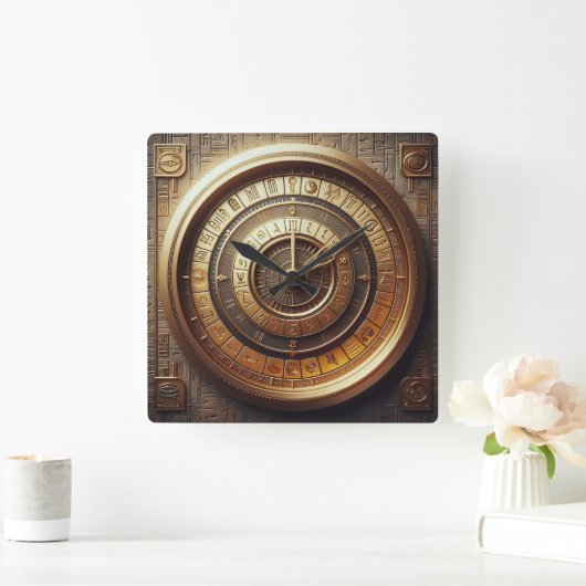 古代エジプトの背景 スクエア壁時計 (ホーム)