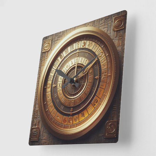 古代エジプトの背景 スクエア壁時計 (傾斜)
