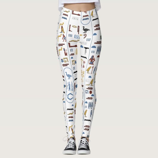 古代エジプトの芸術ハイウェスト舞踊用ヨガ レギンス (正面)