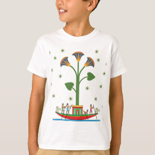 "古代エジプトの蓮の舟アート" Tシャツ