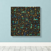 古代エジプトの象形大理石と金ゴールド キャンバスプリント (インサイチュ (ウッドフロア))