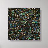 古代エジプトの象形大理石と金ゴールド キャンバスプリント (正面)