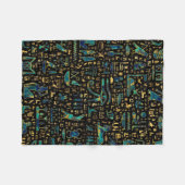 古代エジプトの象形大理石と金ゴールド フリースブランケット (正面(横))