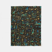 古代エジプトの象形大理石と金ゴールド フリースブランケット (正面)