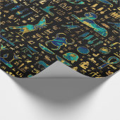 古代エジプトの象形大理石と金ゴールド ラッピングペーパー (角)