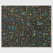 古代エジプトの象形大理石と金ゴールド ラッピングペーパー (フラット)
