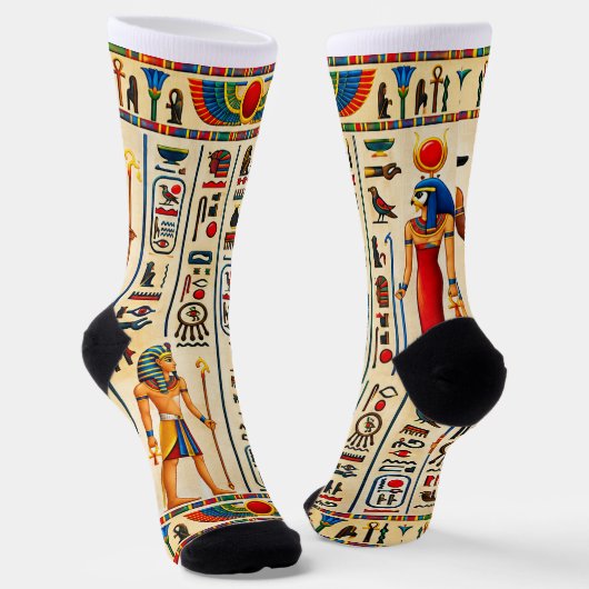 古代エジプトの象形文字とファラオ ソックス (傾斜あり)
