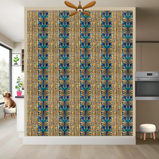 古代エジプトの象形文字と翼のある神 タイル