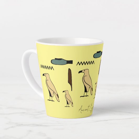 古代エジプトの象形文字のダイアナ名 カフェラテマグ (左アングル)