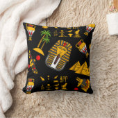 古代エジプトの象形文字のパターン背景 クッション (ブランケット)