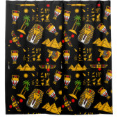 古代エジプトの象形文字のパターン背景 シャワーカーテン (正面)