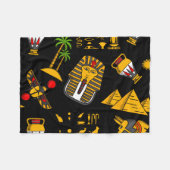 古代エジプトの象形文字のパターン背景 フリースブランケット (正面(横))
