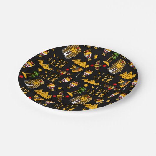 古代エジプトの象形文字のパターン背景 ペーパープレート (アングル)