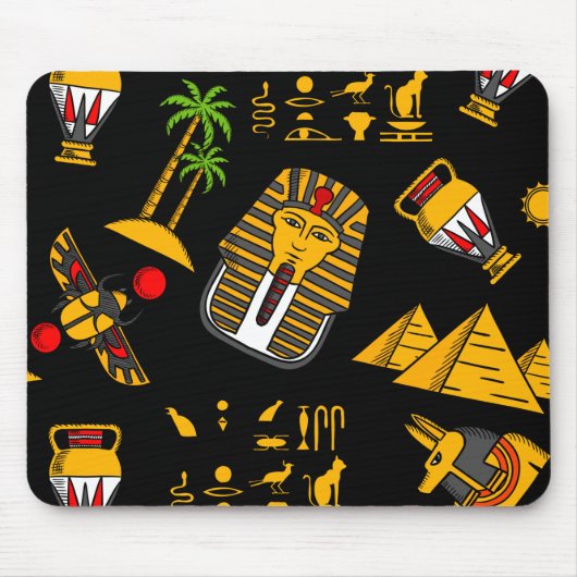 古代エジプトの象形文字のパターン背景 マウスパッド (正面)