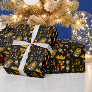 古代エジプトの象形文字のパターン背景 ラッピングペーパー