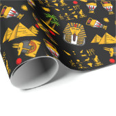 古代エジプトの象形文字のパターン背景 ラッピングペーパー (ロールコーナー)