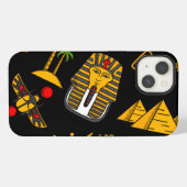 古代エジプトの象形文字のパターン背景 iPhoneケース (裏面横)