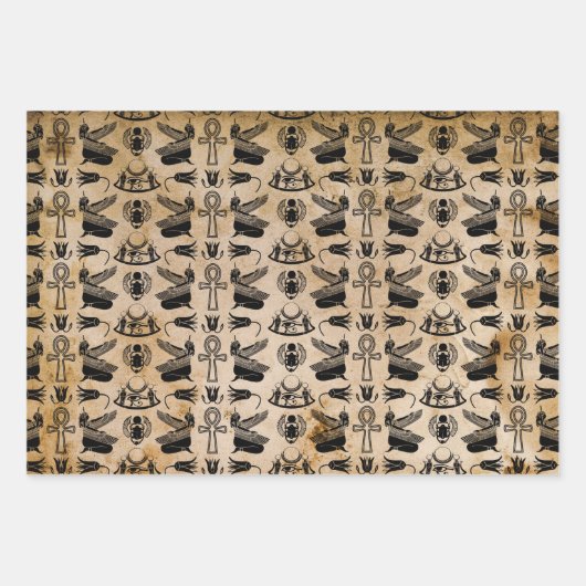 古代エジプトの象形文字のラッピング紙シート ラッピングペーパーシート (正面)