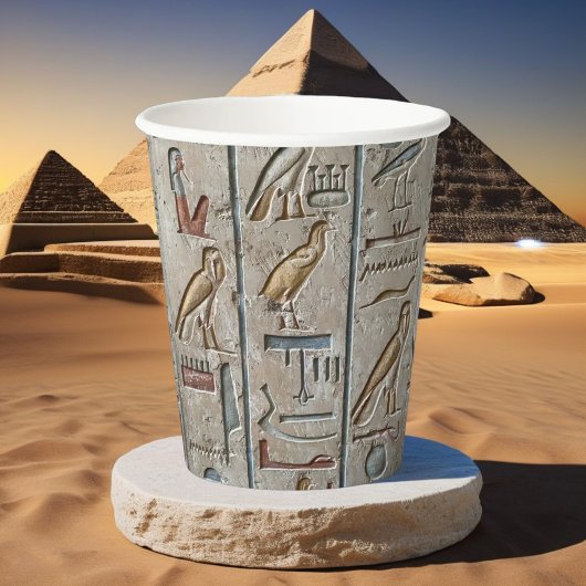 古代エジプトの象形文字の彫刻文 紙コップ