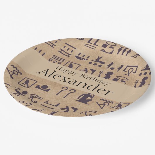 古代エジプトの象形文字の羊皮紙の芸術 ペーパープレート (アングル)