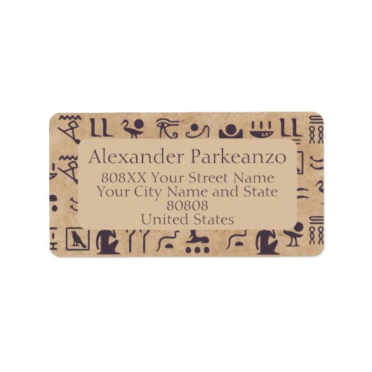 古代エジプトの象形文字の羊皮紙の芸術 ラベル (正面)