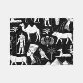 古代エジプトの象形文字の記号パターン フリースブランケット (正面(横))