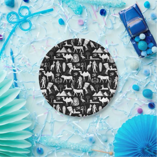 古代エジプトの象形文字の記号パターン ペーパープレート (パーティー)