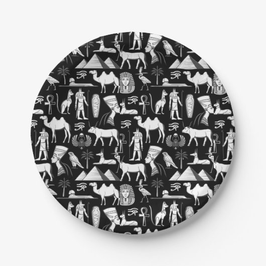 古代エジプトの象形文字の記号パターン ペーパープレート (正面)