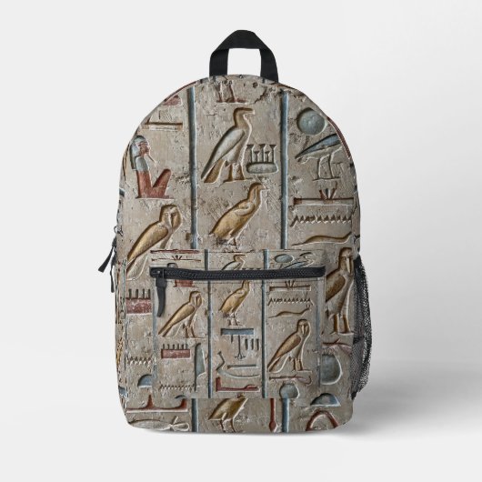 古代エジプトの象形文字の記号ファラオ プリントバックパック (正面)