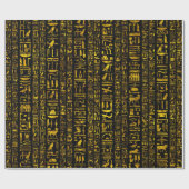 古代エジプトの象形文字の黒い金ゴールド切り離し ラッピングペーパー (フラット)