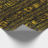 古代エジプトの象形文字の黒い金ゴールド切り離し ラッピングペーパー (角)