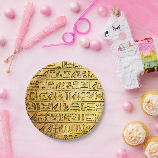 古代エジプトの象形文字イエロー紙プレート ペーパープレート (パーティー)
