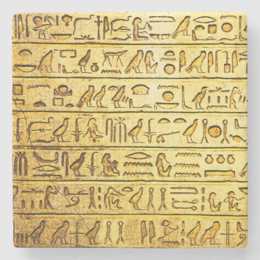 古代エジプトの象形文字イエロー ストーンコースター (正面)