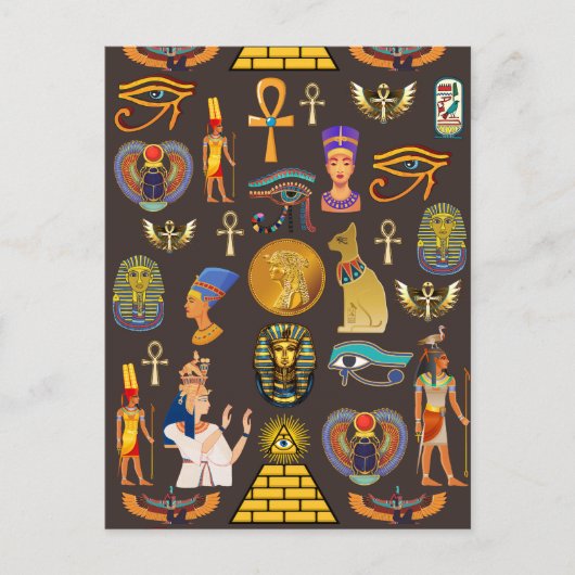 古代エジプトの象形文字パターンシンボル ポストカード (正面)