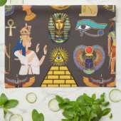 古代エジプトの象形文字パターン記号 キッチンタオル (折り畳み)