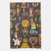 古代エジプトの象形文字パターン記号 キッチンタオル (縦)