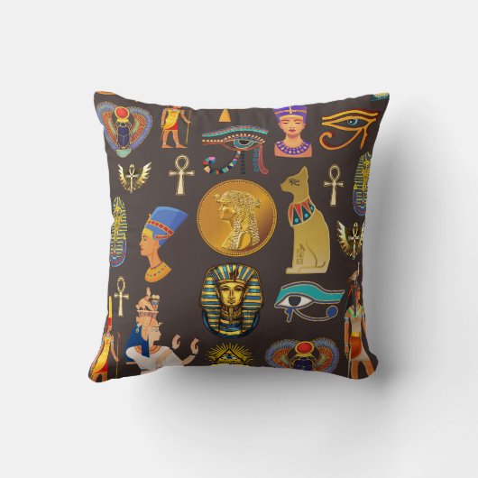 古代エジプトの象形文字パターン記号 クッション (裏面)
