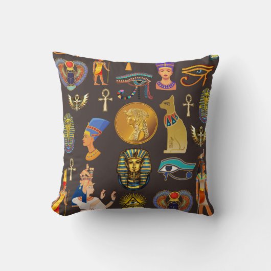 古代エジプトの象形文字パターン記号 クッション (正面)