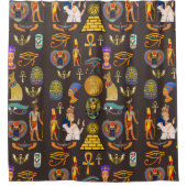 古代エジプトの象形文字パターン記号 シャワーカーテン (正面)