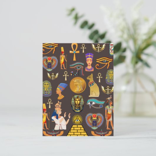 古代エジプトの象形文字パターン記号 シーズンポストカード (スタンド正面)