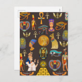 古代エジプトの象形文字パターン記号 シーズンポストカード (正面/裏面)