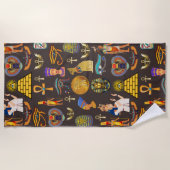 古代エジプトの象形文字パターン記号 ビーチタオル (正面)