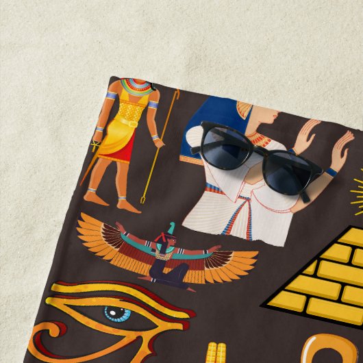 古代エジプトの象形文字パターン記号 ビーチタオル (インサイチュ)