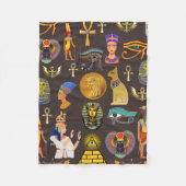 古代エジプトの象形文字パターン記号 フリースブランケット (正面)