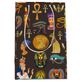 古代エジプトの象形文字パターン記号 ミディアムペーパーバッグ (正面)