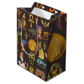 古代エジプトの象形文字パターン記号 ミディアムペーパーバッグ (裏面アングル)